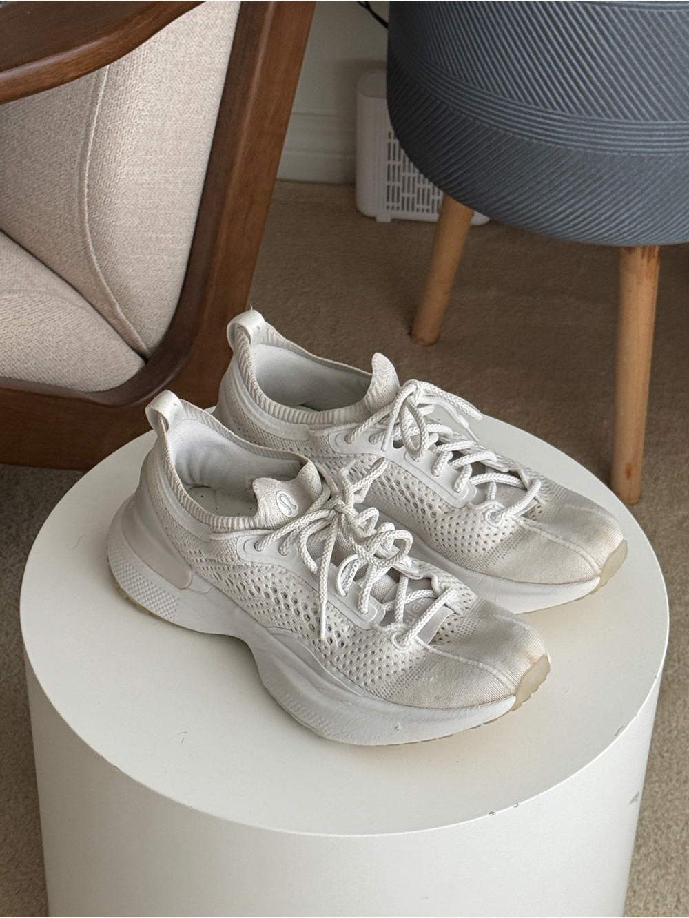 Women’s lululemon White Knit Lace-Up Athletic Sneakers